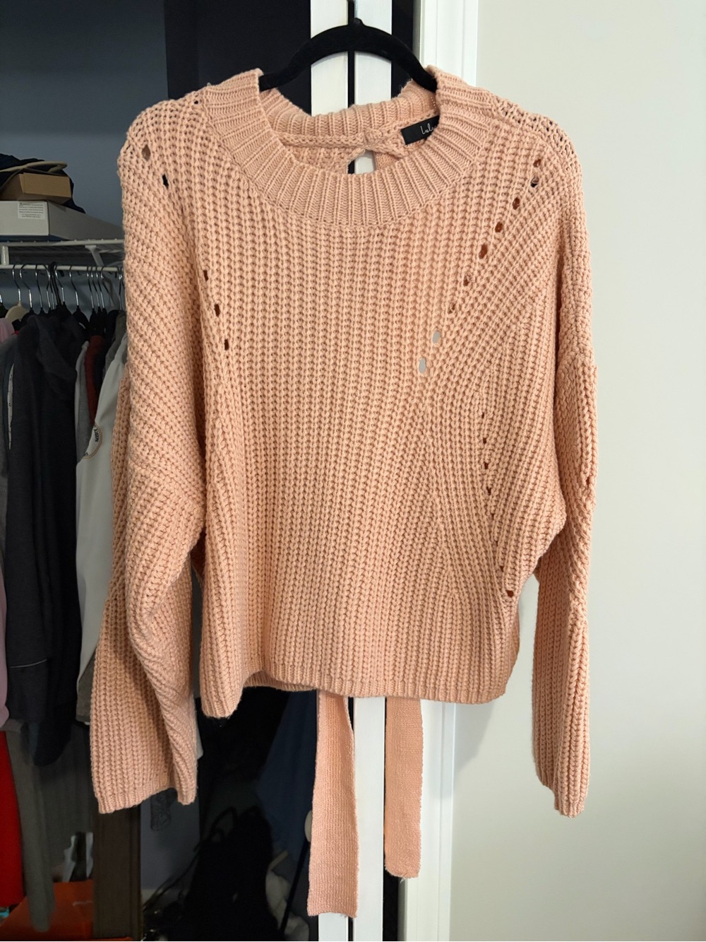 Lulu's Blush Pink Crewneck Knit Sweater